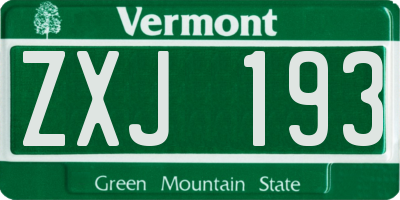 VT license plate ZXJ193