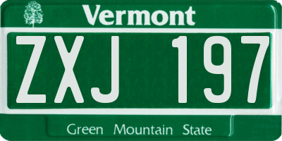 VT license plate ZXJ197