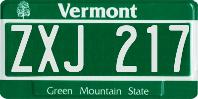 VT license plate ZXJ217
