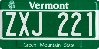 VT license plate ZXJ221