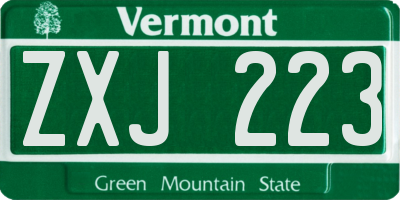 VT license plate ZXJ223