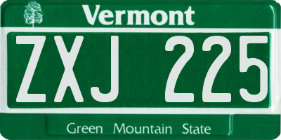 VT license plate ZXJ225