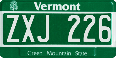 VT license plate ZXJ226