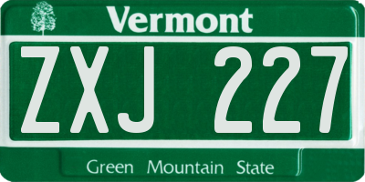 VT license plate ZXJ227