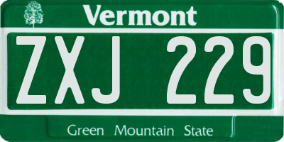 VT license plate ZXJ229