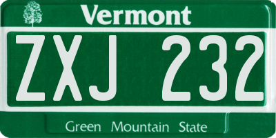 VT license plate ZXJ232