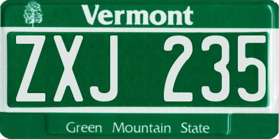 VT license plate ZXJ235