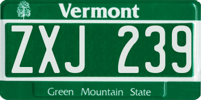 VT license plate ZXJ239
