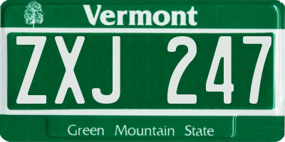 VT license plate ZXJ247