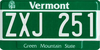 VT license plate ZXJ251
