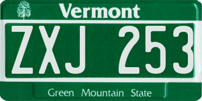 VT license plate ZXJ253
