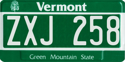 VT license plate ZXJ258