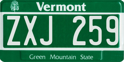 VT license plate ZXJ259