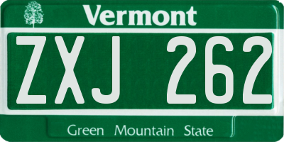 VT license plate ZXJ262