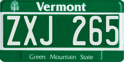 VT license plate ZXJ265