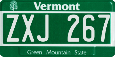 VT license plate ZXJ267