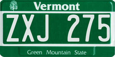 VT license plate ZXJ275