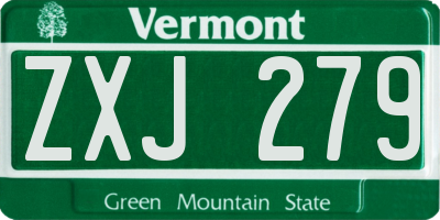 VT license plate ZXJ279
