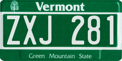 VT license plate ZXJ281