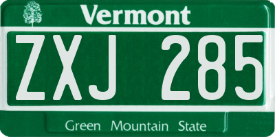 VT license plate ZXJ285