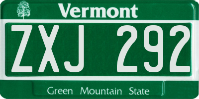 VT license plate ZXJ292