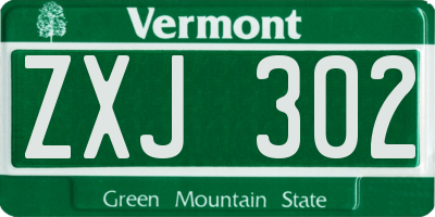 VT license plate ZXJ302