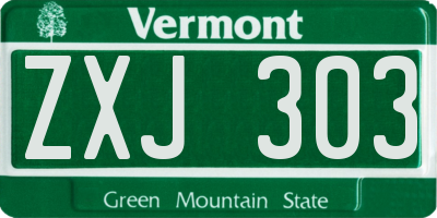 VT license plate ZXJ303