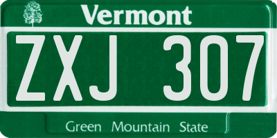 VT license plate ZXJ307