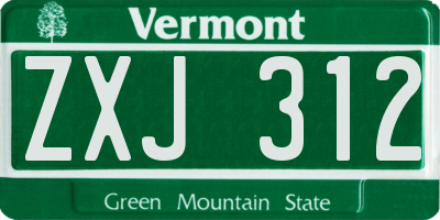 VT license plate ZXJ312