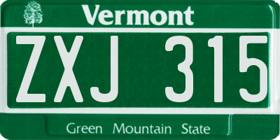 VT license plate ZXJ315