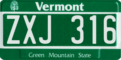 VT license plate ZXJ316