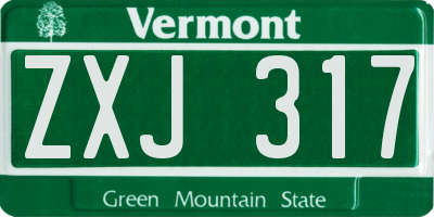 VT license plate ZXJ317
