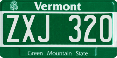 VT license plate ZXJ320