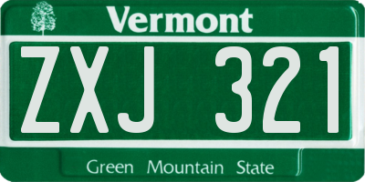 VT license plate ZXJ321