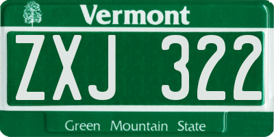 VT license plate ZXJ322