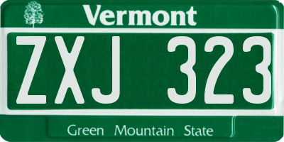 VT license plate ZXJ323