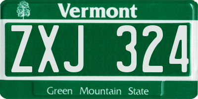 VT license plate ZXJ324