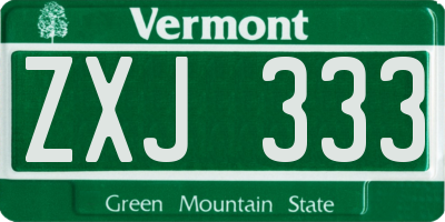 VT license plate ZXJ333
