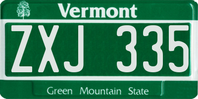 VT license plate ZXJ335