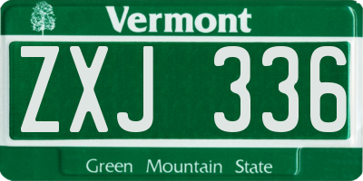 VT license plate ZXJ336