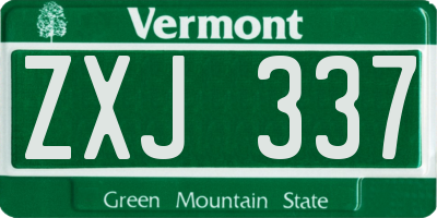 VT license plate ZXJ337