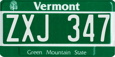 VT license plate ZXJ347