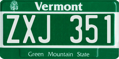 VT license plate ZXJ351