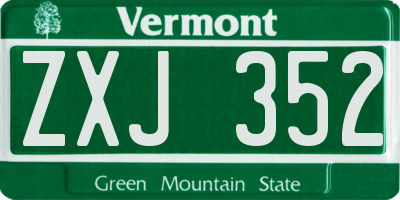 VT license plate ZXJ352