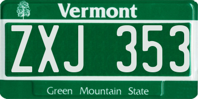 VT license plate ZXJ353