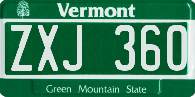 VT license plate ZXJ360
