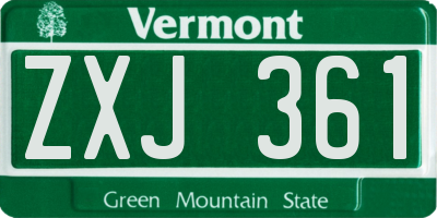 VT license plate ZXJ361