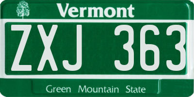 VT license plate ZXJ363