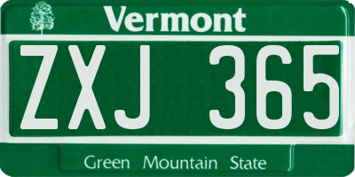 VT license plate ZXJ365