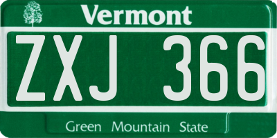 VT license plate ZXJ366